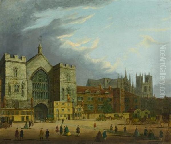 View Of Westminister And Old Northumberland House (pair) Oil Painting by John Paul