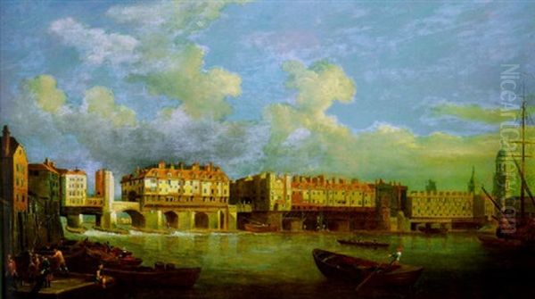 Old London Bridge, London Oil Painting by John Paul