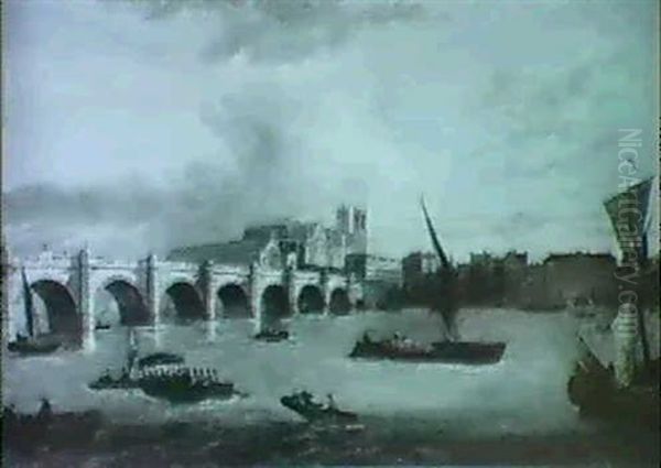 A View Of Westminster From The Thames Oil Painting by John Paul