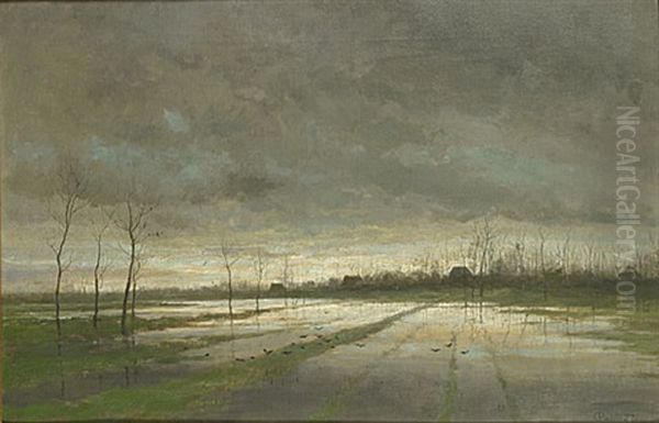 Landschap Bij Valavond Oil Painting by Charles Pauli