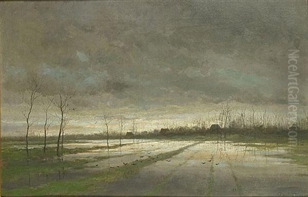 Landschap Bij Valavond Oil Painting by Charles Pauli