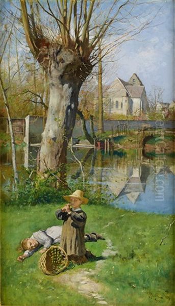 Pastoral Scen Vid Loing Oil Painting by Georg Pauli