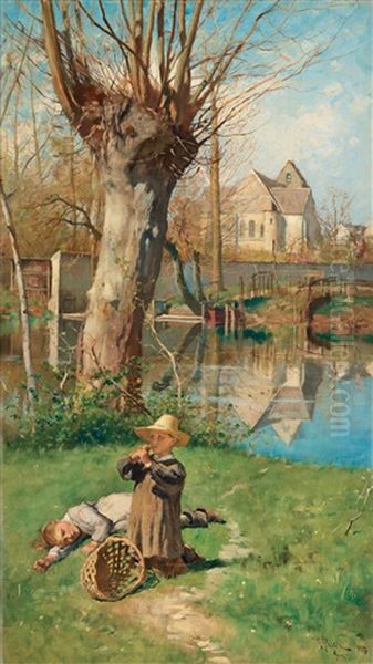 Pastoral Scen Vid Loing Oil Painting by Georg Pauli