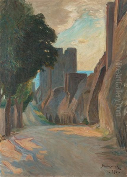 Visby City Wall Oil Painting by Hanna (Hirsch) Pauli