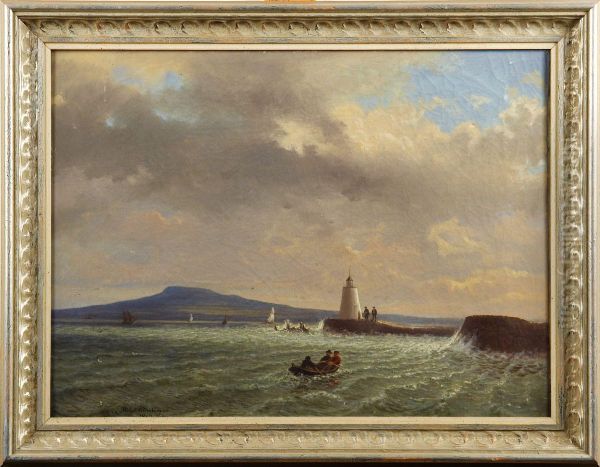 Kinnnekulle Fran Inloppet Till Lidkopings Hamn Oil Painting by Albert Blombergsson