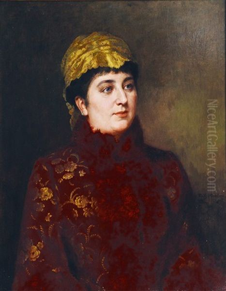 Portrait Of A Lady Oil Painting by Fritz Paulsen