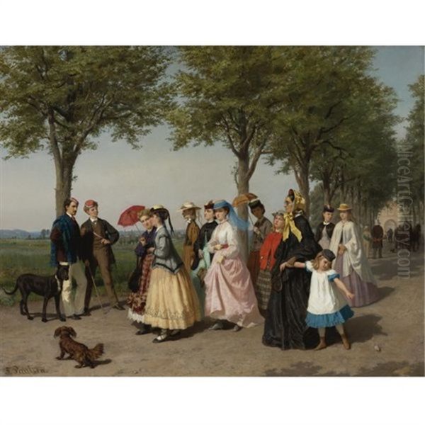 The Ladies Promenade Oil Painting by Fritz Paulsen