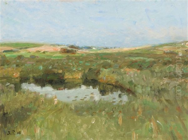 Summer Landscape With A Pond Oil Painting by Julius Paulsen