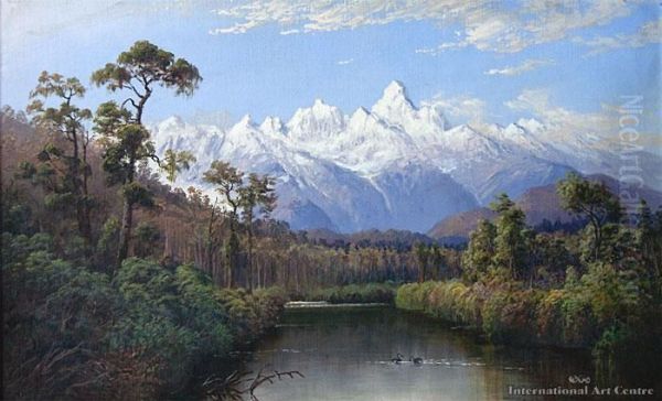 Lake Mapourika Oil Painting by Charles Blomfield