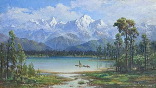 South Island Lake Scene Oil Painting by Charles Blomfield