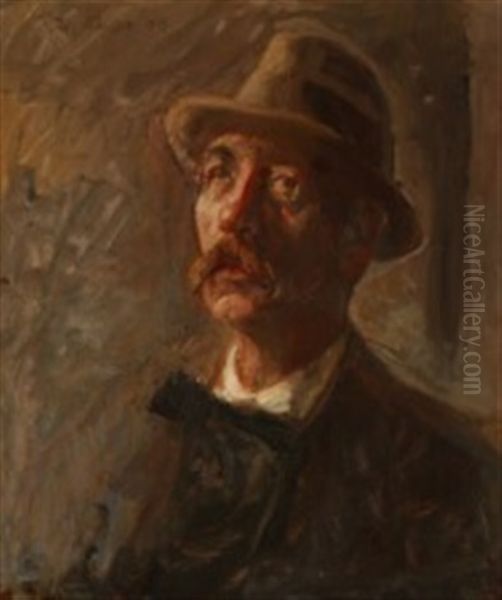 The Artist's Self-portrait Oil Painting by Julius Paulsen