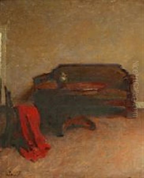 Interior Med En Sofa Oil Painting by Julius Paulsen