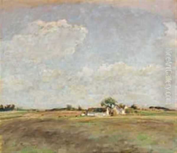 Country Landscape With Cloud Formations Oil Painting by Julius Paulsen