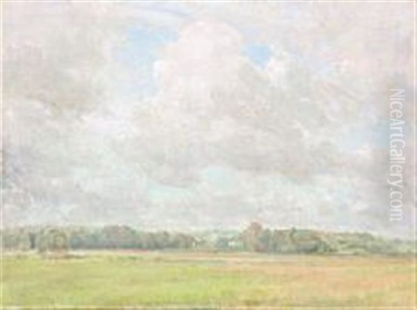 Formation Of Clouds Above An Arable Landscape Oil Painting by Julius Paulsen