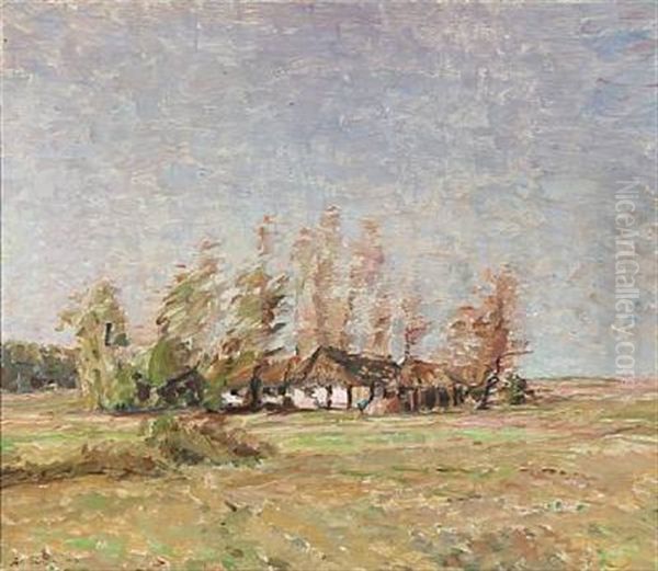 Landscape With A Farm Oil Painting by Julius Paulsen