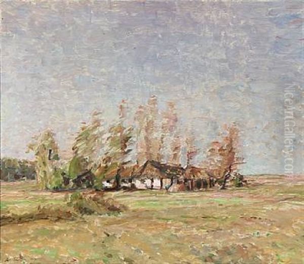 Landscape With A Farm Oil Painting by Julius Paulsen