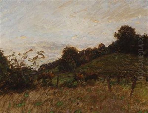 Landscape With Horses Oil Painting by Julius Paulsen