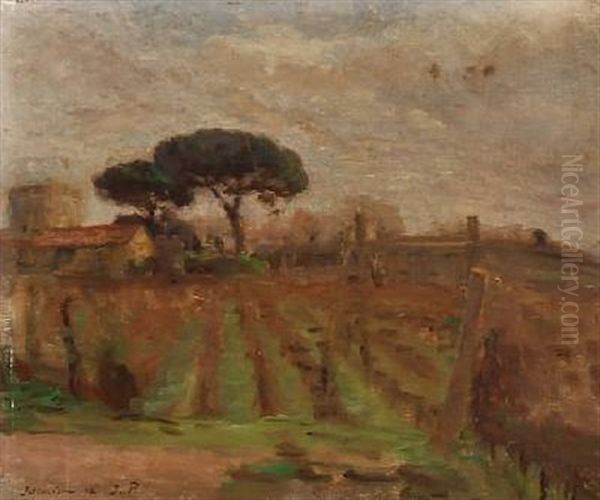 Landscape From Terracina, Italy Oil Painting by Julius Paulsen