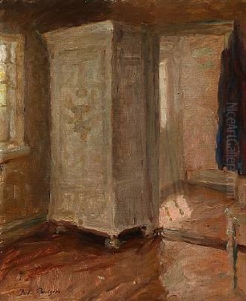 Interior With Sunlight Oil Painting by Julius Paulsen