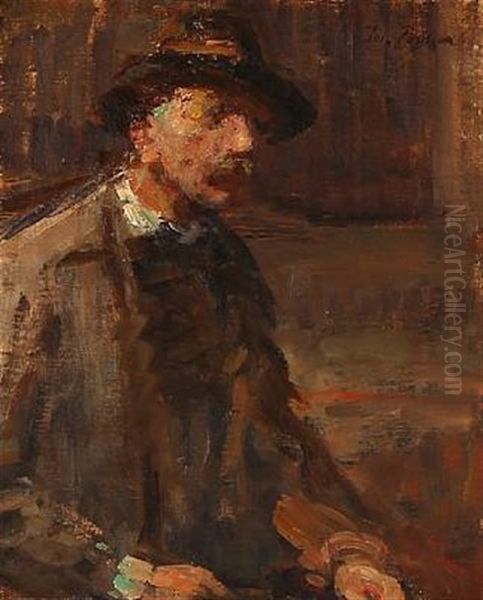 Selvportraet Oil Painting by Julius Paulsen