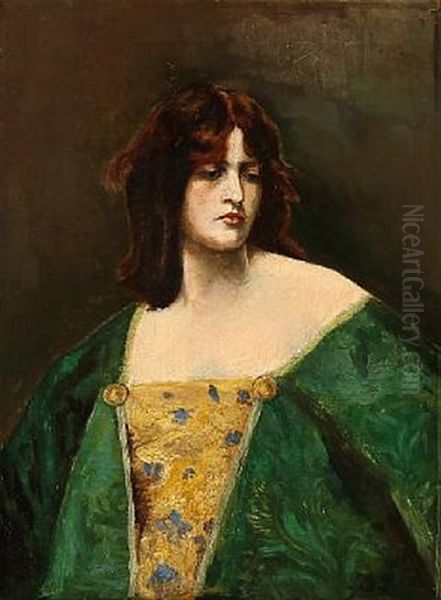 Portrait Of Countess Stampe Oil Painting by Julius Paulsen