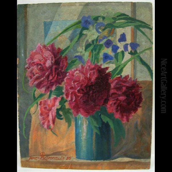 Chrysanthemums Oil Painting by James Jerris Blomfield