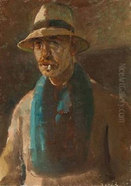 The Artist's Selfportrait Oil Painting by Julius Paulsen