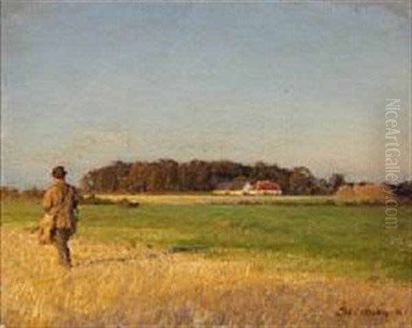 Summer Day With A Hunter Oil Painting by Julius Paulsen