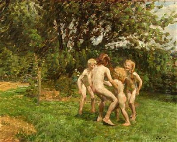 Runddans I Graested Oil Painting by Julius Paulsen