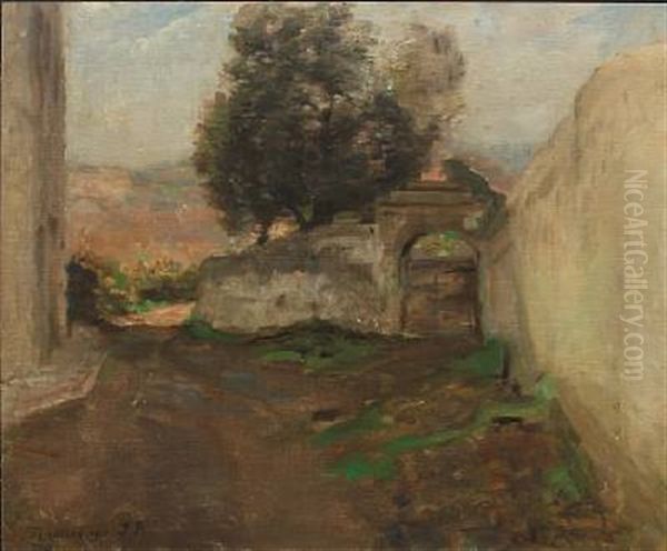 View Of Terracina Oil Painting by Julius Paulsen