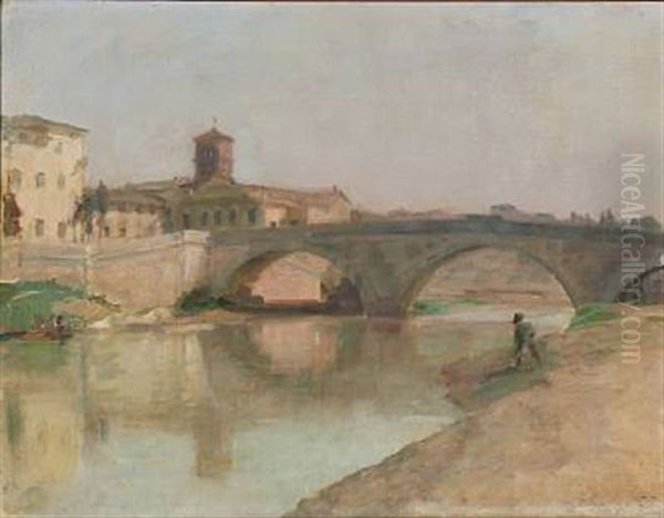 View From Rome Oil Painting by Julius Paulsen