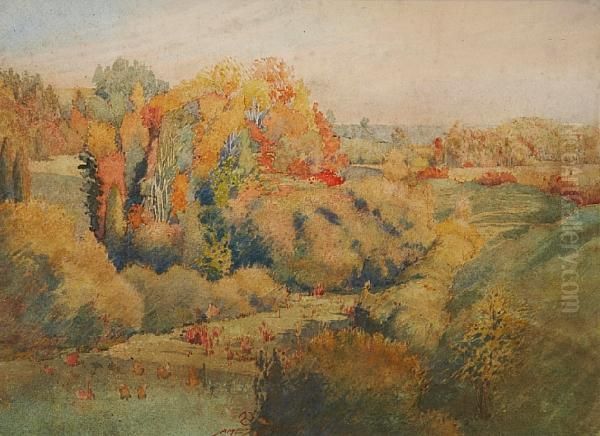 Autumn Don Valley Oil Painting by James Jerris Blomfield