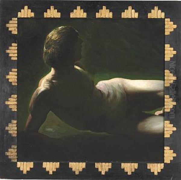 Adam (study For Adam Og Eve) Oil Painting by Julius Paulsen