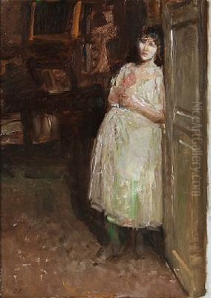 Interior With A Woman Oil Painting by Julius Paulsen