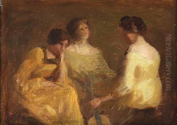 Three Women Oil Painting by Julius Paulsen