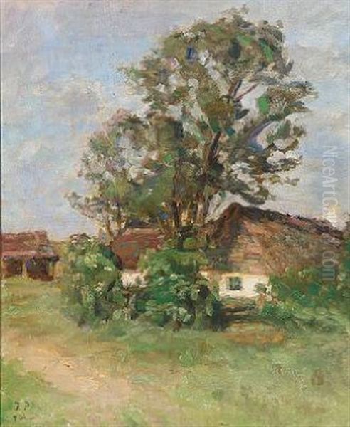 A Farmhouse In The Country Oil Painting by Julius Paulsen