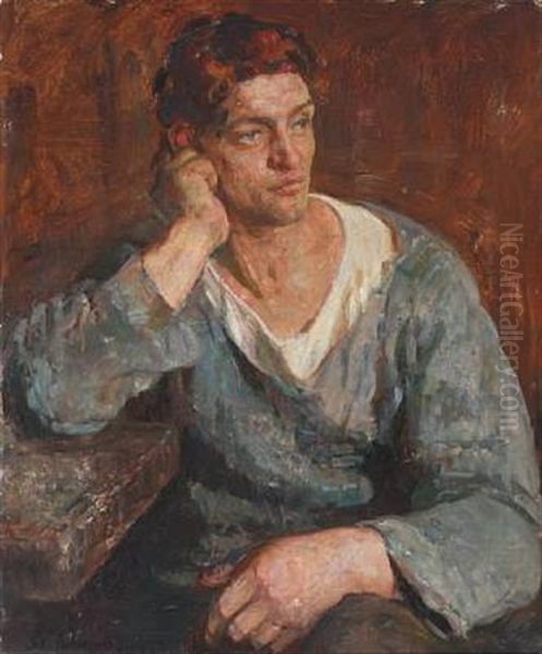 Portrait Of A Young Man Oil Painting by Julius Paulsen