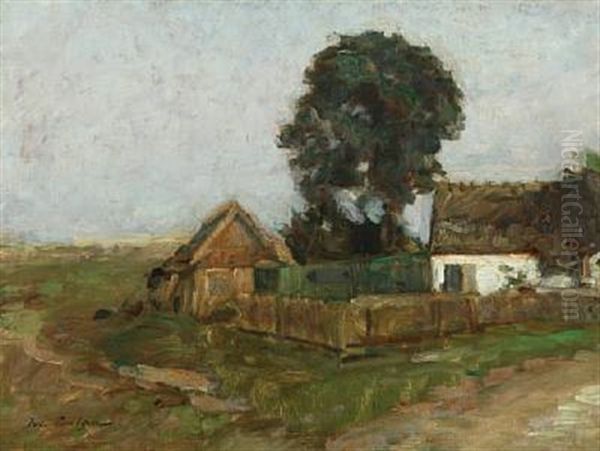 Farm Scenery Oil Painting by Julius Paulsen