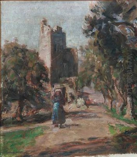 Southern Landscape With Ruins Oil Painting by Julius Paulsen