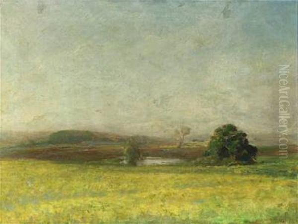 Hazy Landscape Oil Painting by Julius Paulsen