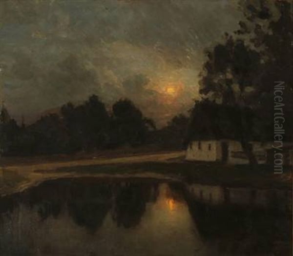 Aftenlandskab (evening Landscape) Oil Painting by Julius Paulsen