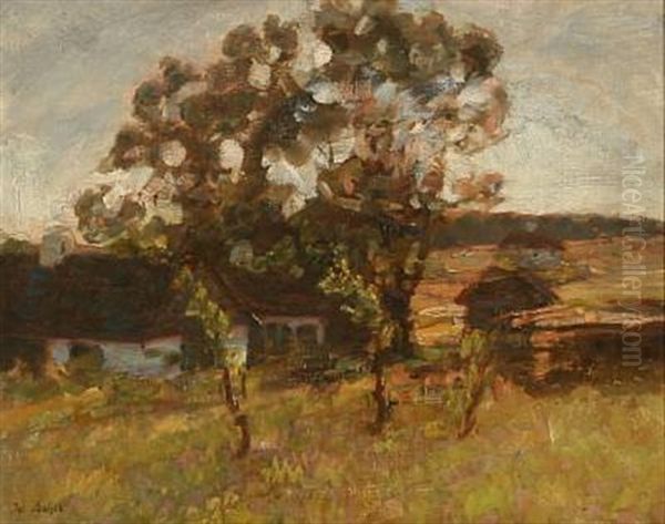 Autumn Day At A Farm, Denmark Oil Painting by Julius Paulsen