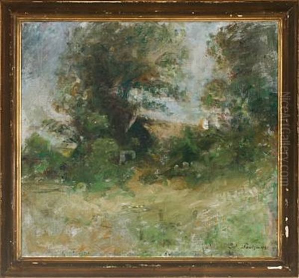 Landscape With House And Trees Oil Painting by Julius Paulsen