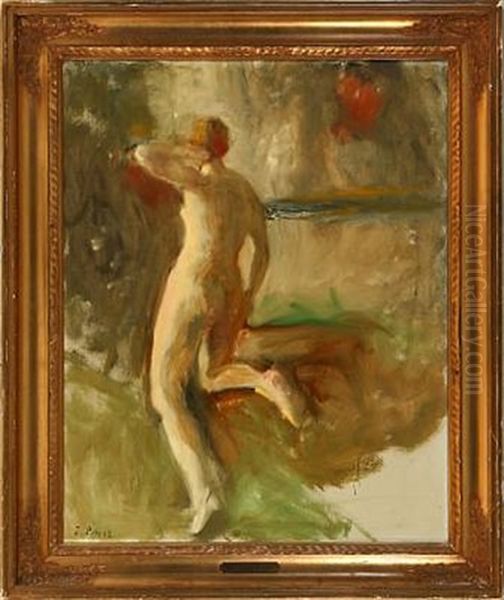 A Female Nude Oil Painting by Julius Paulsen