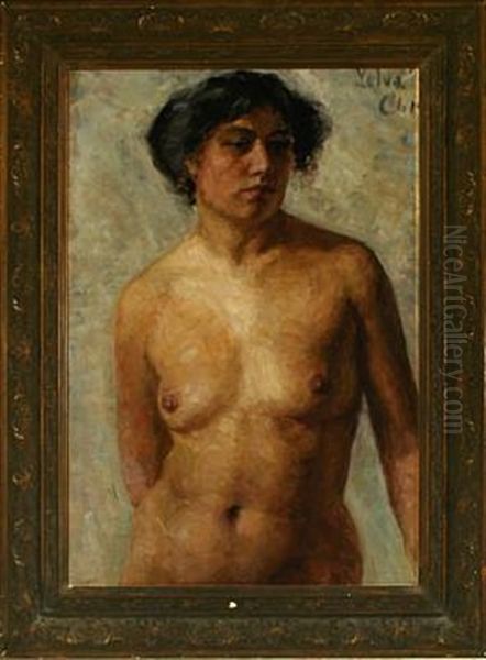 Portrait Of A Naked Model Oil Painting by Julius Paulsen