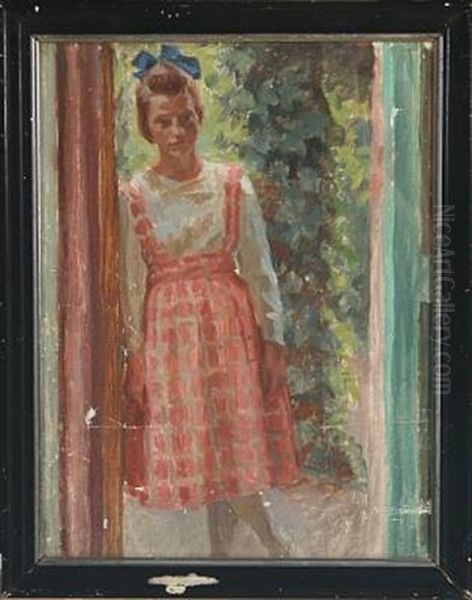 Girl In Doorway (+ Interior With Woman; 2 Works) Oil Painting by Julius Paulsen