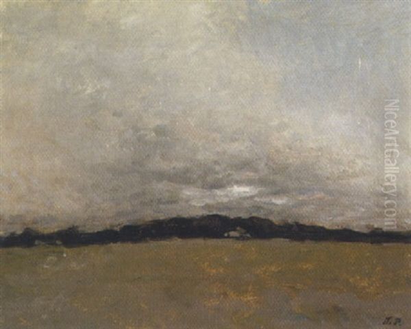 Impressionistisk Landskab Oil Painting by Julius Paulsen