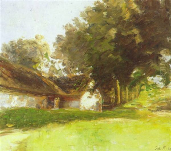 Landskab Med Hus Oil Painting by Julius Paulsen