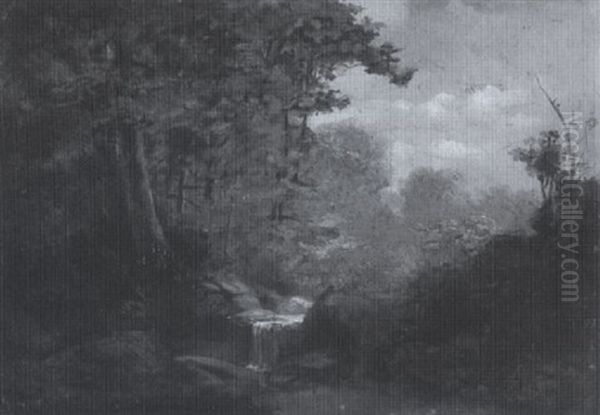 Bachlauf Mit Rehen Am Waldrand Oil Painting by Francis Petrus Paulus