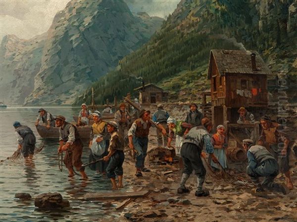 At The Hardangerfjord Oil Painting by Leonhard Paulus